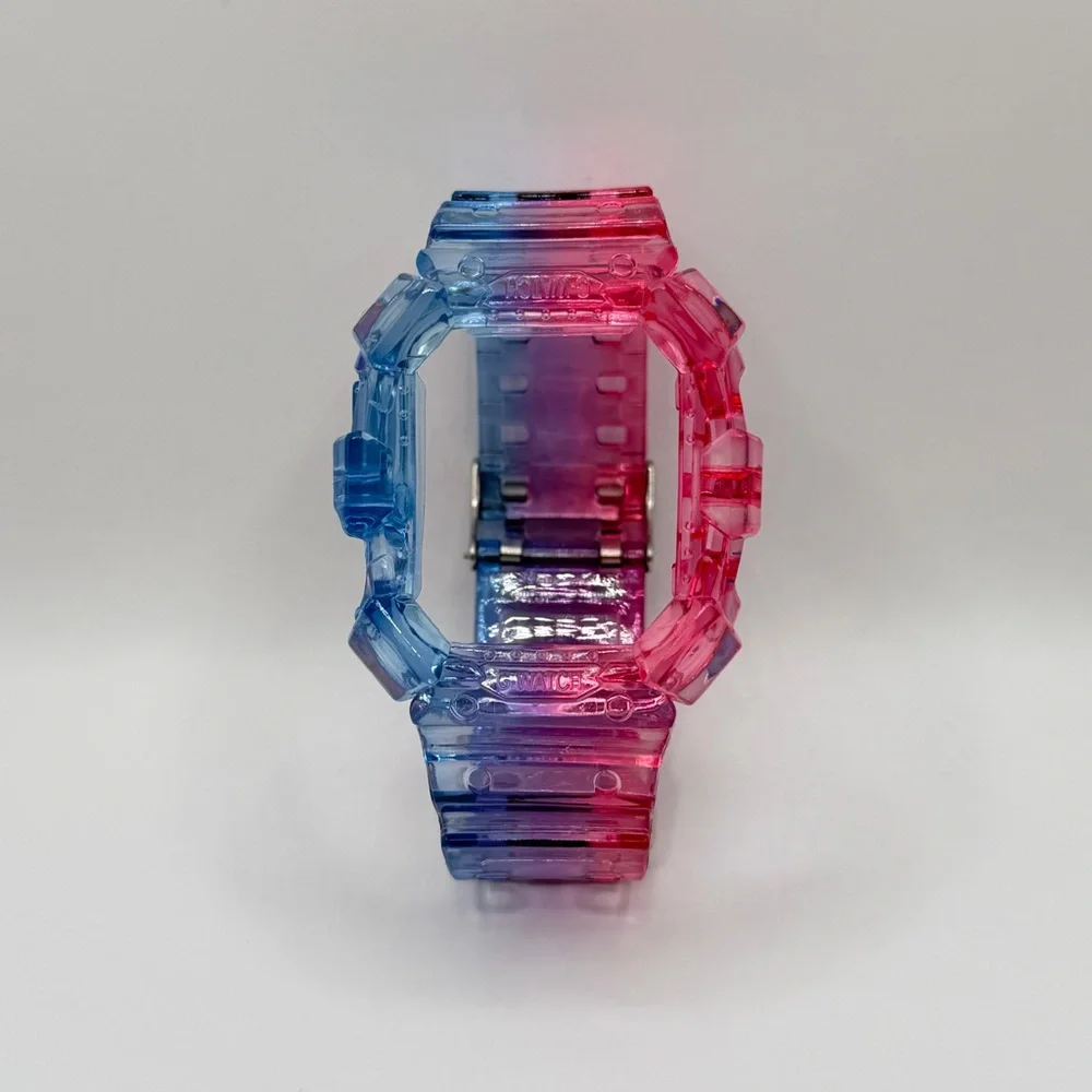 G-Shock Style‎ Translucent Pink and Blue Smartwatch Case